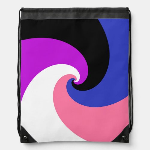 Groovy Boho Spiral Abstract Genderfluid Pride Flag Drawstring Bag