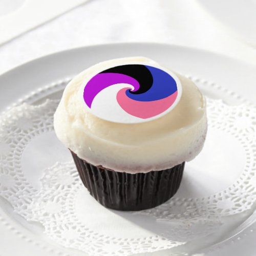 Groovy Boho Spiral Abstract Genderfluid Pride Flag Edible Frosting Rounds