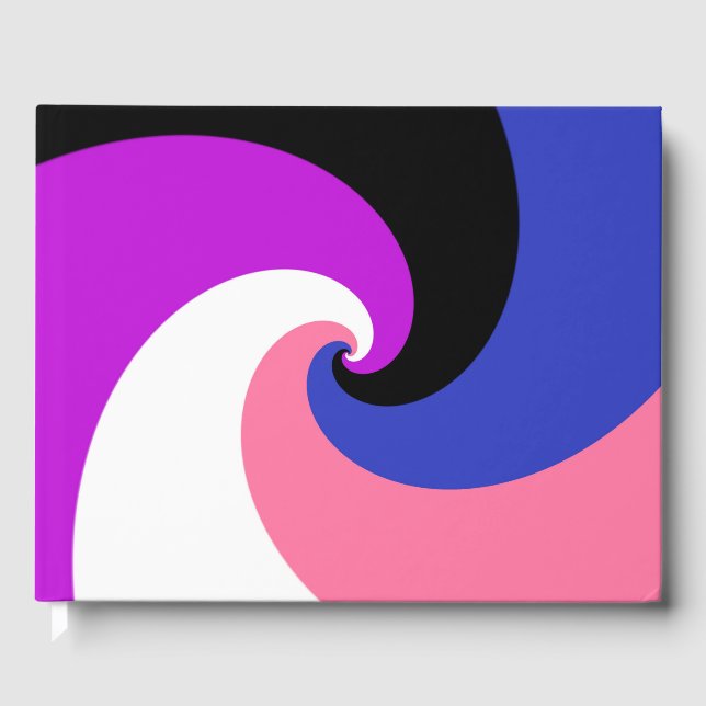 Groovy Boho Spiral Abstract Genderfluid Pride Flag Guest Book (Front)