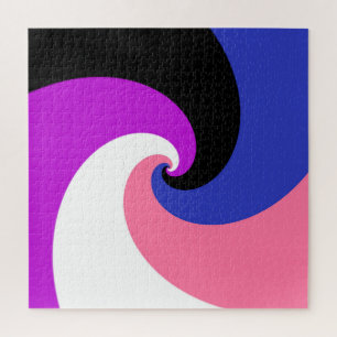 Groovy Boho Spiral Abstract Genderfluid Pride Flag Jigsaw Puzzle