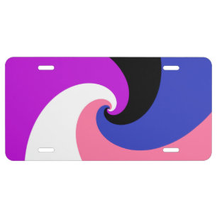Groovy Boho Spiral Abstract Genderfluid Pride Flag License Plate