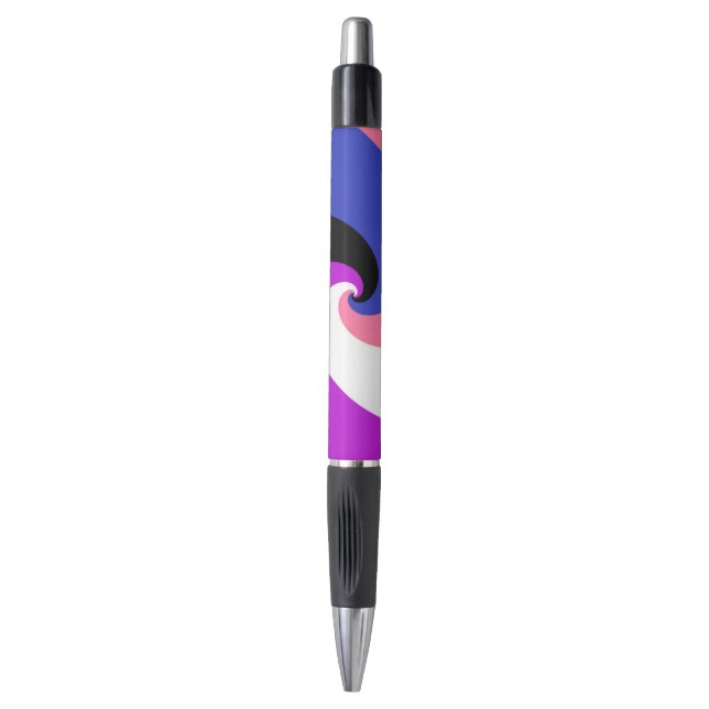 Groovy Boho Spiral Abstract Genderfluid Pride Flag Pen (Front Vertical)