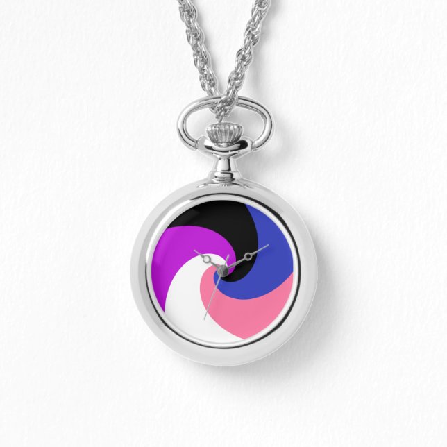 Groovy Boho Spiral Abstract Genderfluid Pride Flag Watch (Front)