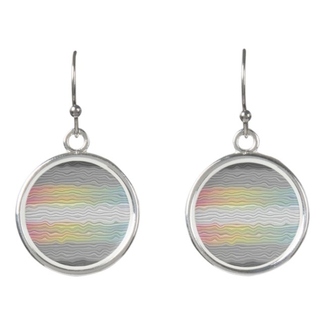 Groovy Boho Trippy Abstract Demifluid Pride Flag Earrings (Front)