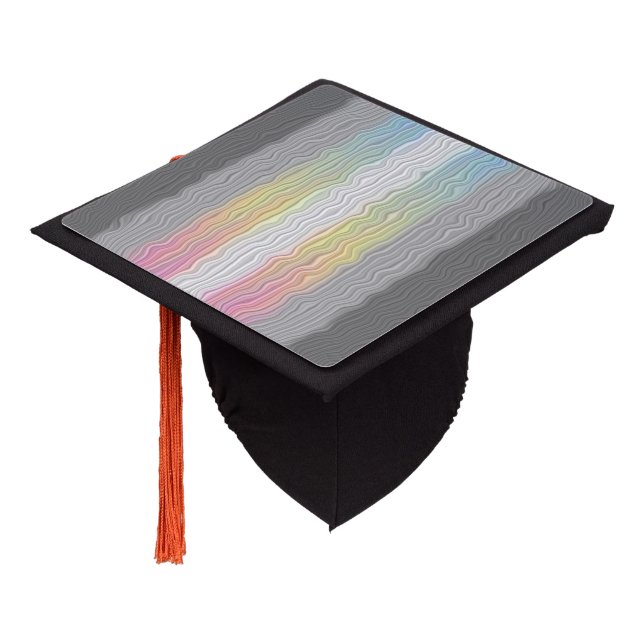Groovy Boho Trippy Abstract Demifluid Pride Flag Graduation Cap Topper (Angled)