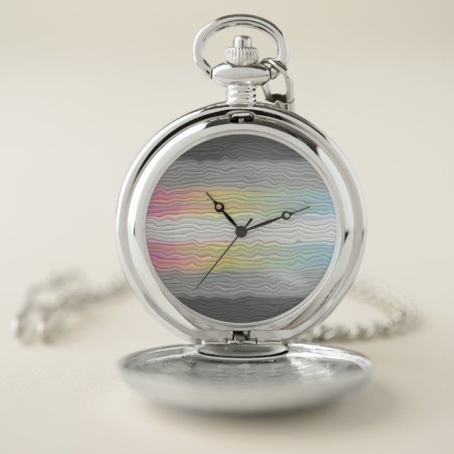 Groovy Boho Trippy Abstract Demifluid Pride Flag Pocket Watch (Inside)