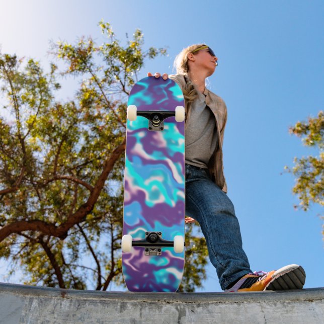Groovy Boho Trippy Funky Hippie Abstract Marble Skateboard (Outdoor 1)