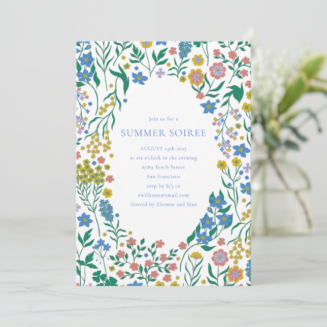 Groovy Boho Wildflower Whimsy Summer Soiree Invitation (Standing Front)