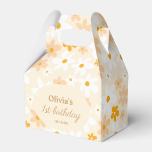Groovy Boho Yellow daisy Birthday Party Favor Boxes