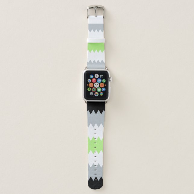 Groovy Boho ZigZag Abstract Agender Pride Flag Apple Watch Band (Front)