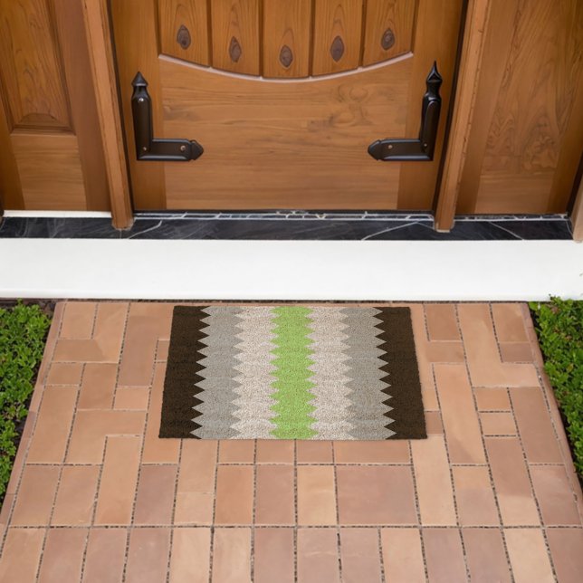 Groovy Boho ZigZag Abstract Agender Pride Flag Fiber Doormat (Insitu (Outdoor))