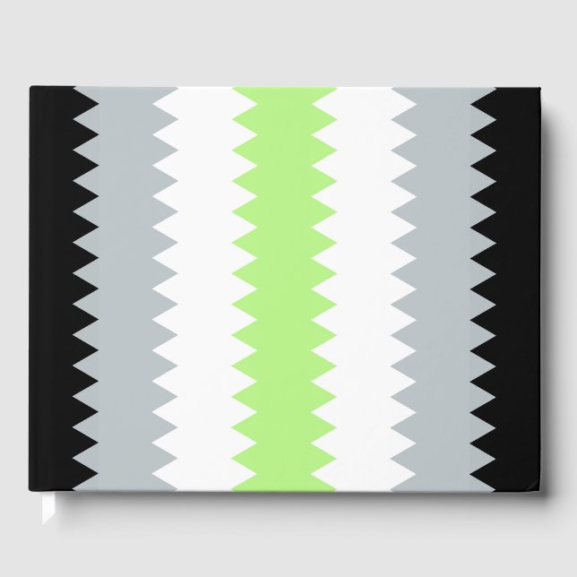Groovy Boho ZigZag Abstract Agender Pride Flag Guest Book (Front)