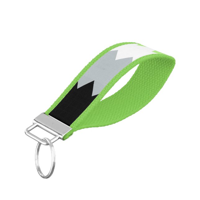 Groovy Boho ZigZag Abstract Agender Pride Flag Wrist Keychain (Angled Down)