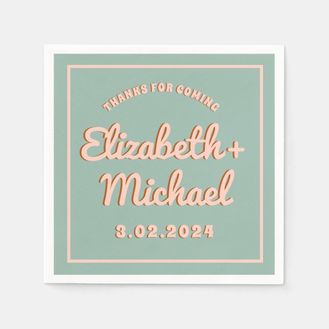 Groovy Bold Blue Pink Funky  Napkins (Front)