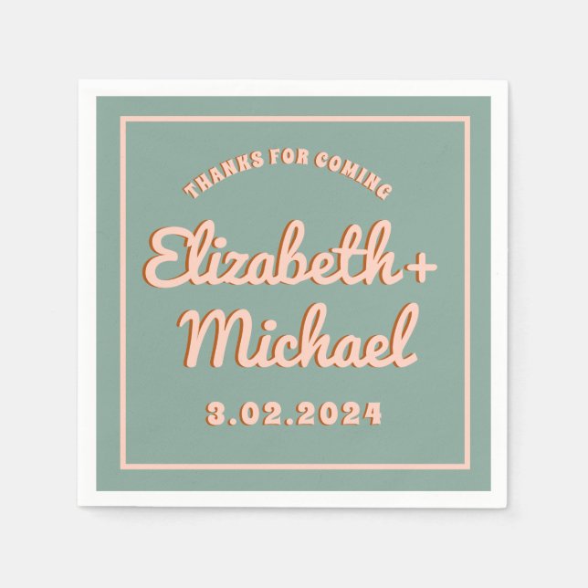 Groovy Bold Blue Pink Funky  Napkins (Front)