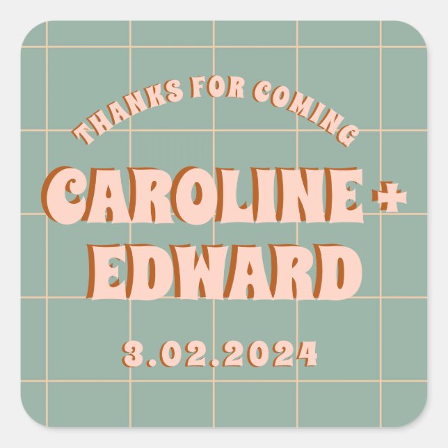 Groovy Bold Blue Pink Red Funky  Square Sticker (Front)