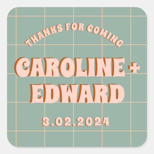 Groovy Bold Blue Pink Red Funky  Square Sticker (Front)