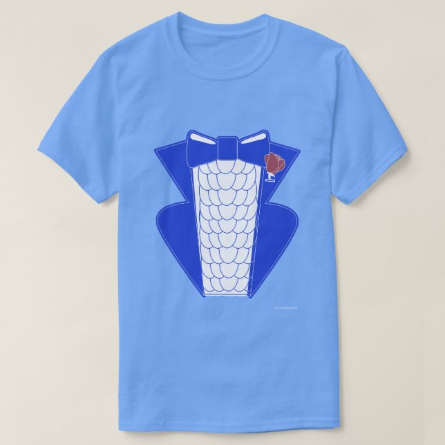 Groovy Bold Blue Tuxedo Style T-Shirt (Design Front)