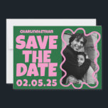 Groovy Bold Green Pink Red Funky  Save The Date<br><div class="desc">Groovy Bold Green Pink Red Funky Save the Date</div>