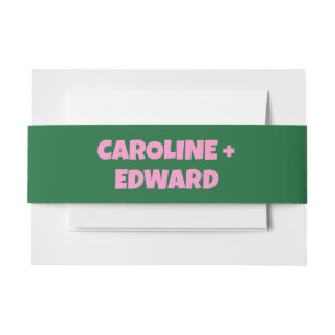 Groovy Bold Green Pink Red Funky Wedding Invitation Belly Band