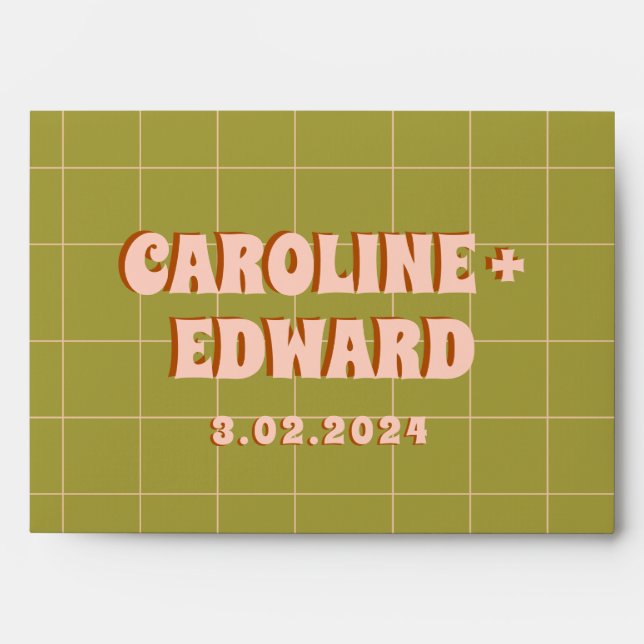 Groovy Bold Green Yellow Red Funky  Envelope (Front)
