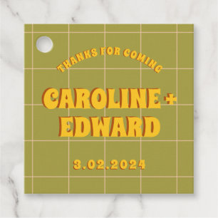 Groovy Bold Green Yellow Red Funky Favor Tags