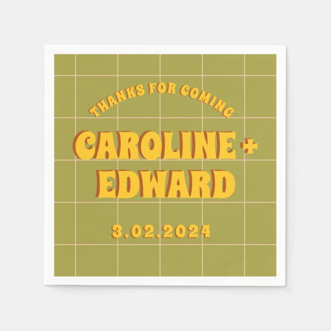 Groovy Bold Green Yellow Red Funky  Napkins (Front)