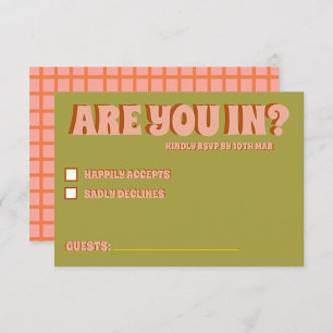 Groovy Bold Green Yellow Red Funky RSVP Card