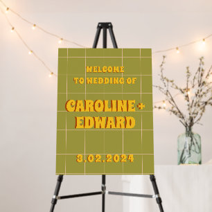 Groovy Bold Green Yellow Red Funky Welcome Foam Board