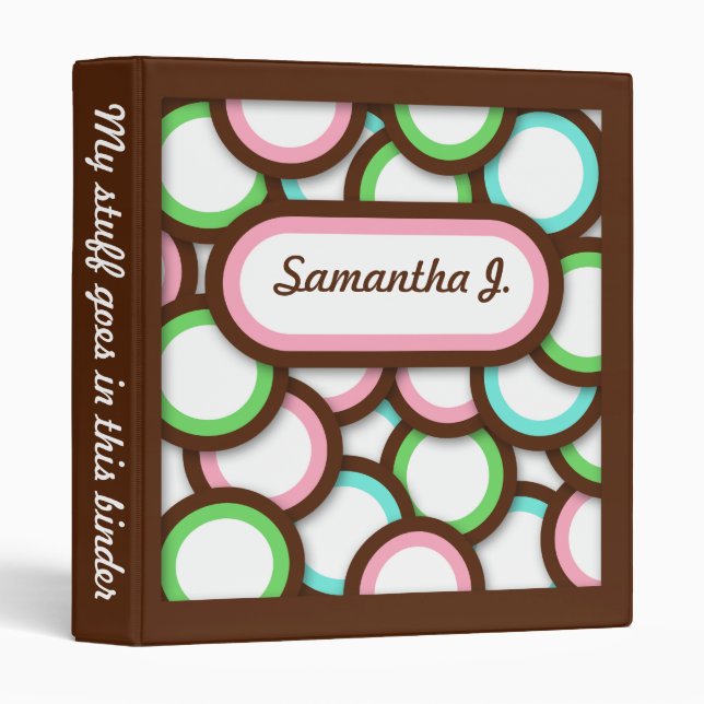 Groovy Bold Retro Circles Personalized Binder (Front/Spine)