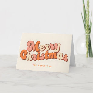 Groovy Bold Script Merry Christmas Holiday Card