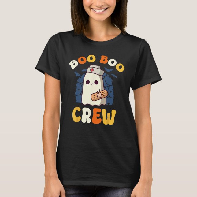 Groovy Boo Boo Crew Nurse Funny Ghost Women Hallow T-Shirt (Front)