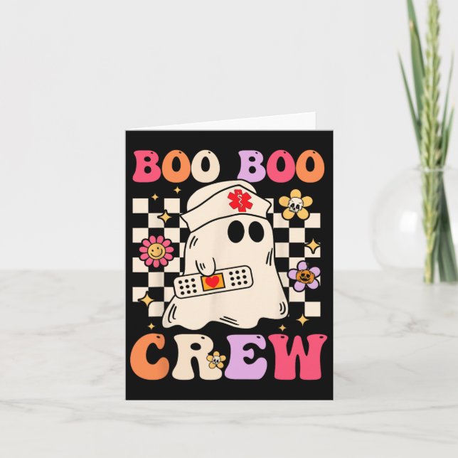 Groovy Boo Boo Crew Nurse Ghost Paramedic Funny Ha Card (Front)