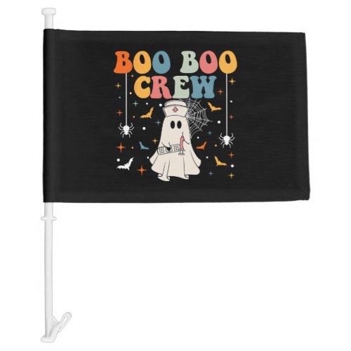 Groovy Boo Crew For CNA ER RN LPN Halloween Nurse Car Flag