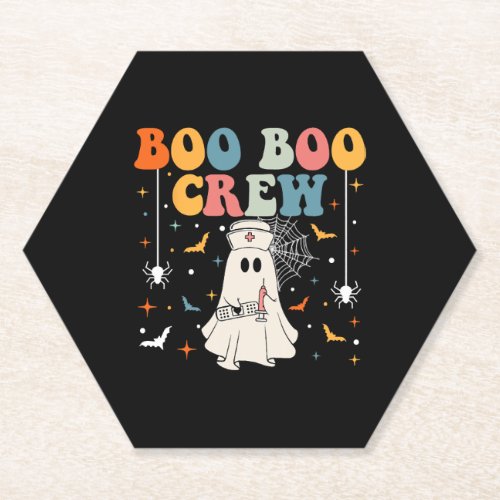 Groovy Boo Crew For CNA ER RN LPN Halloween Nurse Paper Coaster