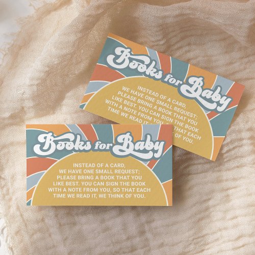 Groovy Books for Baby Retro Sunshine Baby Shower Enclosure Card