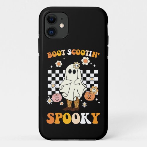 Groovy Boot Scootin Spooky Ghost Halloween Retro iPhone 11 Case