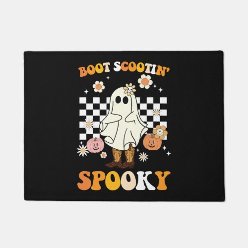 Groovy Boot Scootin Spooky Ghost Halloween Retro Doormat