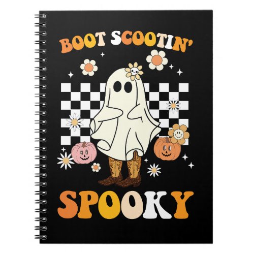 Groovy Boot Scootin Spooky Ghost Halloween Retro Notebook