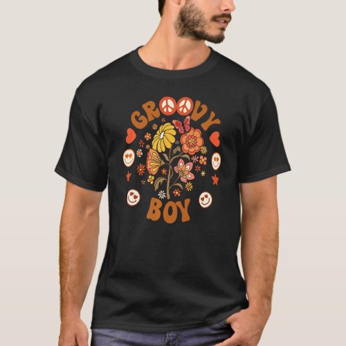 Groovy Boy Matching Family Baby Shower Retro Peace T_Shirt