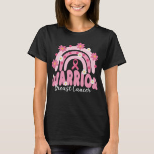 groovy breast cancer warrior rainbow flower T-Shirt
