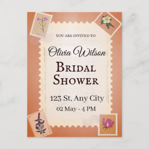 Groovy bridal shower invitation postcard