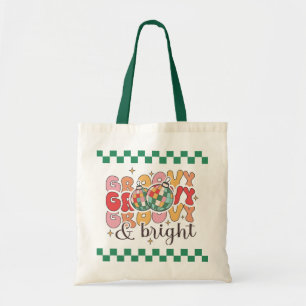 Groovy & Bright Retro Christmas Disco Glitter Ball Tote Bag