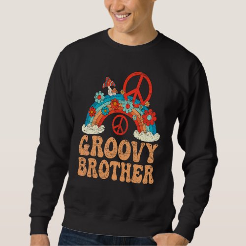 Groovy Brother 70s Aesthetic 1970s Retro Brother  Sweatshirt