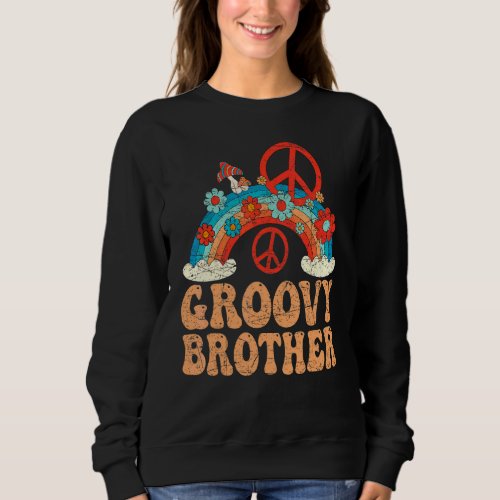 Groovy Brother 70s Aesthetic 1970s Retro Brother  Sweatshirt