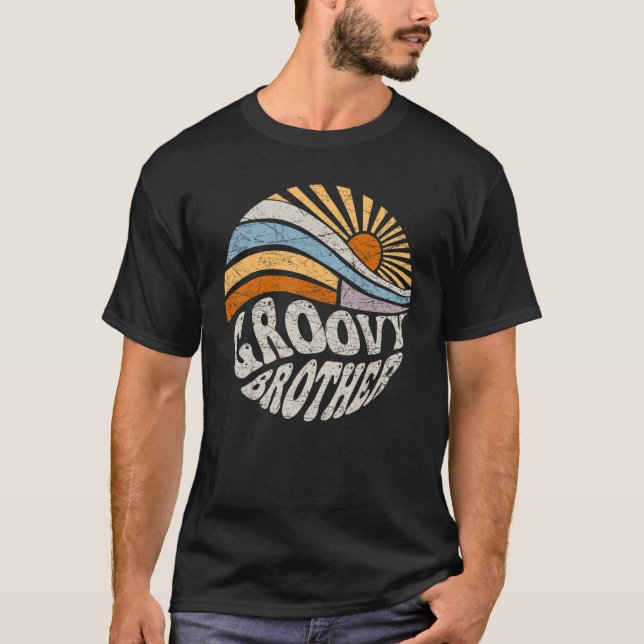 Groovy Brother 70s Aesthetic 1970's Retro Brother  T-Shirt (Front)
