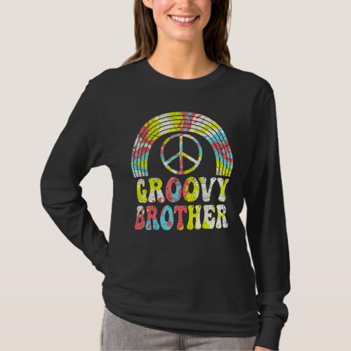 Groovy Brother 70s Aesthetic 1970s Retro Brother  T_Shirt