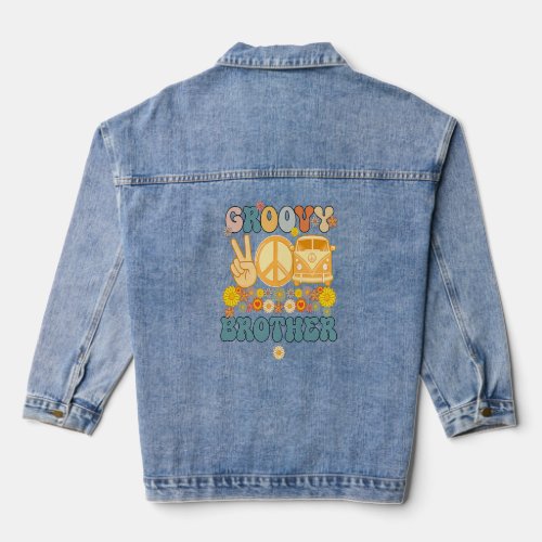 Groovy Brother Retro Matching Family Baby Shower  Denim Jacket