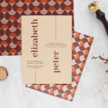 Groovy Brown Retro 70s Geometric Wedding