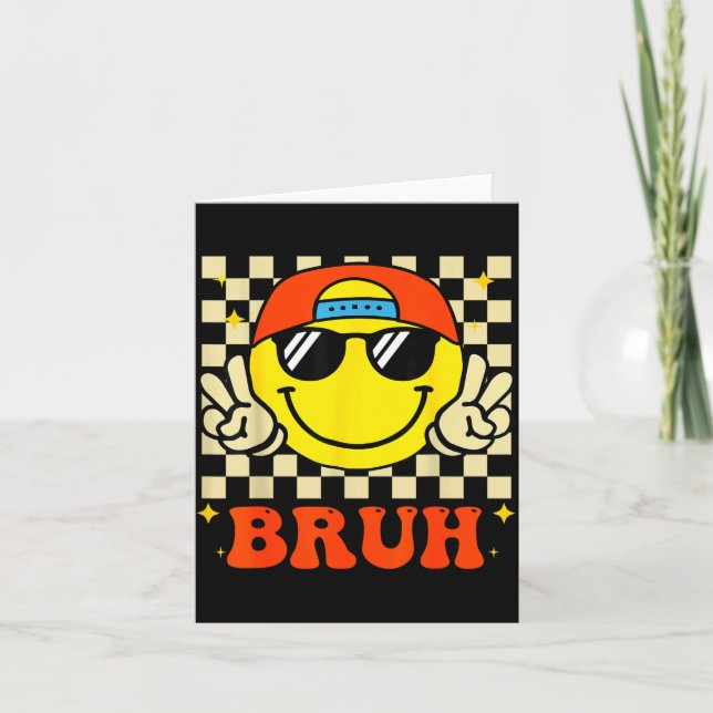 Groovy Bruh For Girls Kids Boys Smile Face  Card (Front)